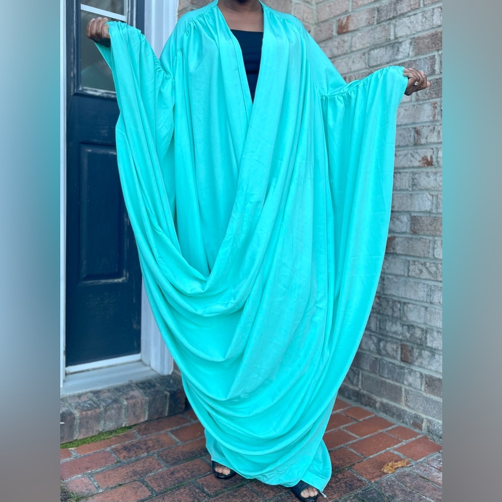 Vibrant Turquoise Asymmetrical oversized Statement Maxi Kaftan Drape Dress